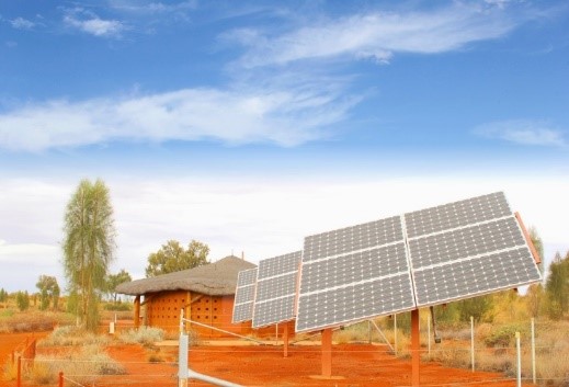 Solar panels in field