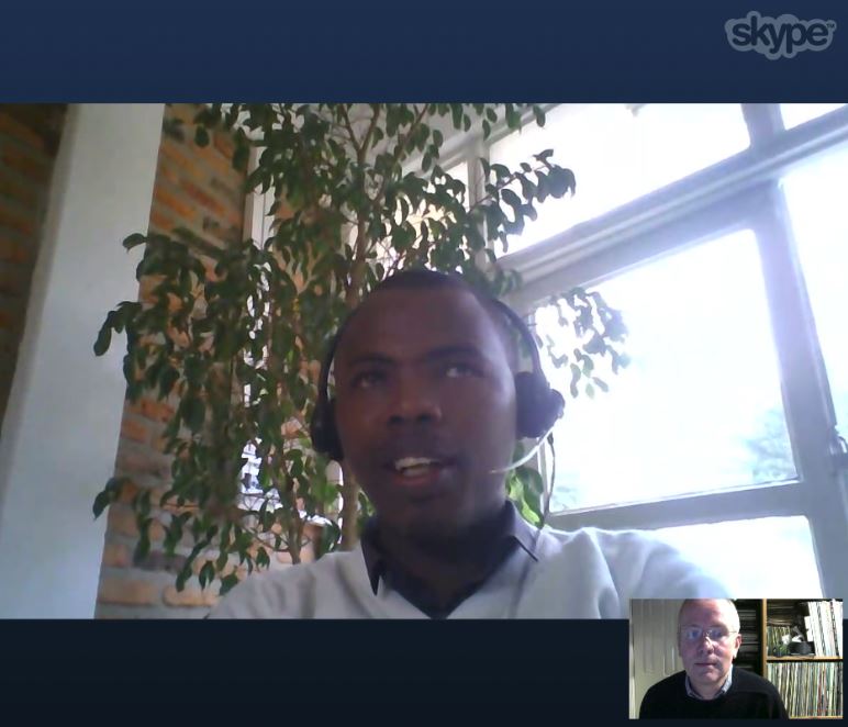 Jeremy Roebuck on Skype with Grow Movement Rwanda Country Manager Eric Iyaremye