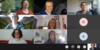 Screenshot of the new PhD students on a zoom video call