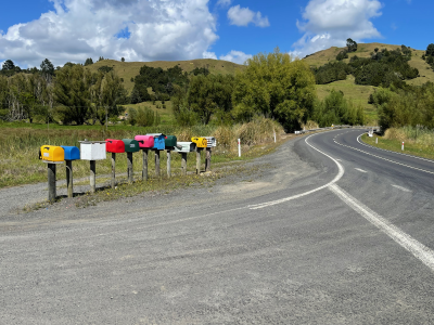 mail boxes on road