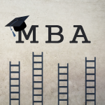 MBA sign with ladders leading to it 