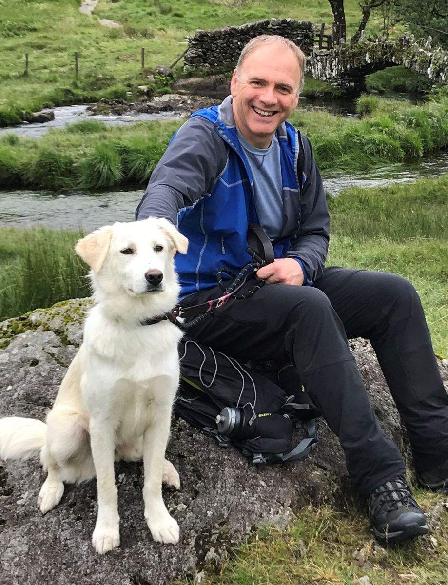 Dave Shaw with Jessie the dog