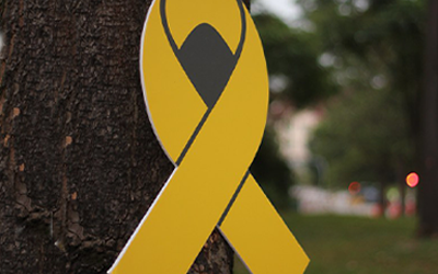 Yellow ribbon on tree