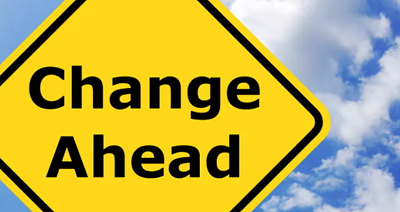 Image of change ahead sign from Shutterstock