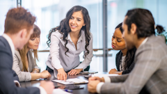 A group of young professionals in a meeting